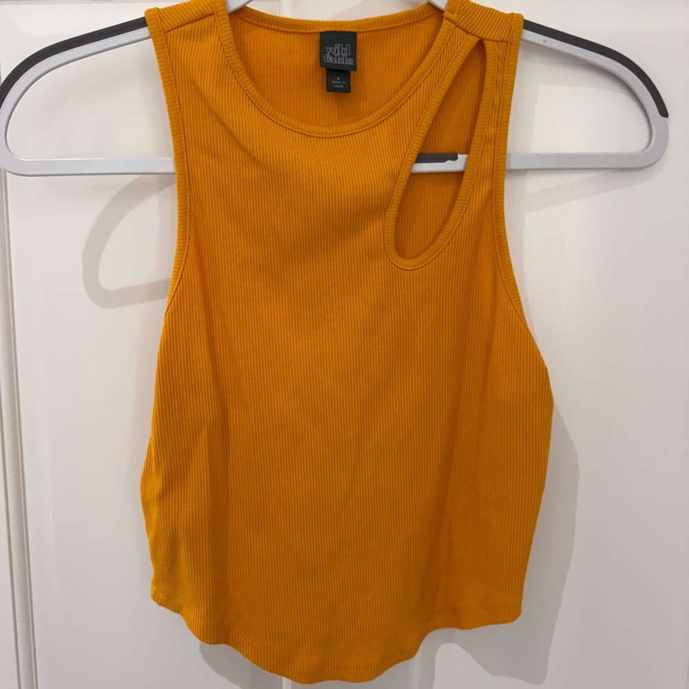 Wild Fable Yellow Cut Out Crop Tank Top